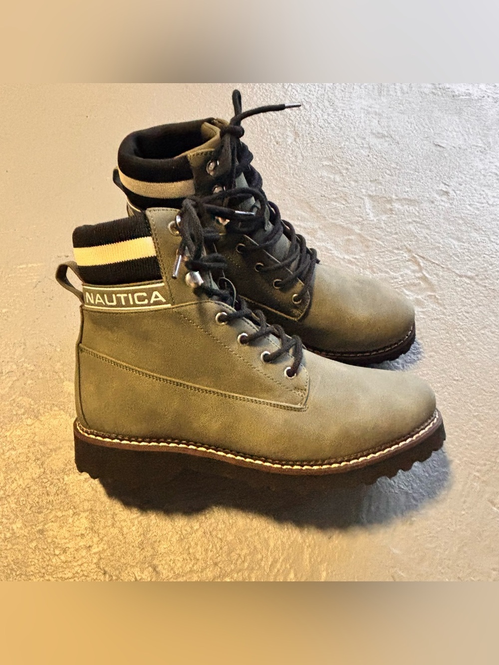 Nautica Galiah Combat Boot Olive Green Rugged Outdoors - New - Womens Size 9
